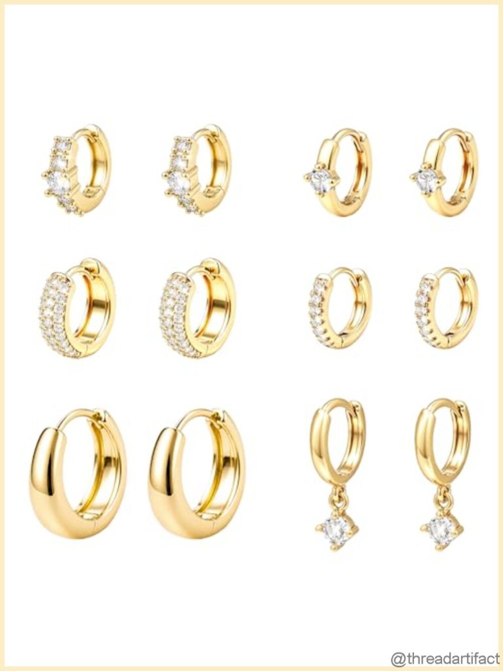 12 Pairs 14K Gold Plated Chunky Hoop Earrings Set Hypoallergenic Lightweight